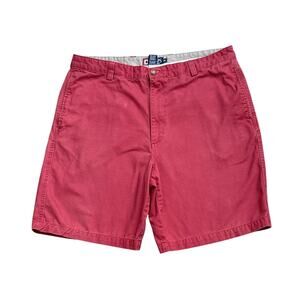 Chaps Shorts Mens 38 Salmon Red Chino Twill Flat Front Cotton Casual Preppy